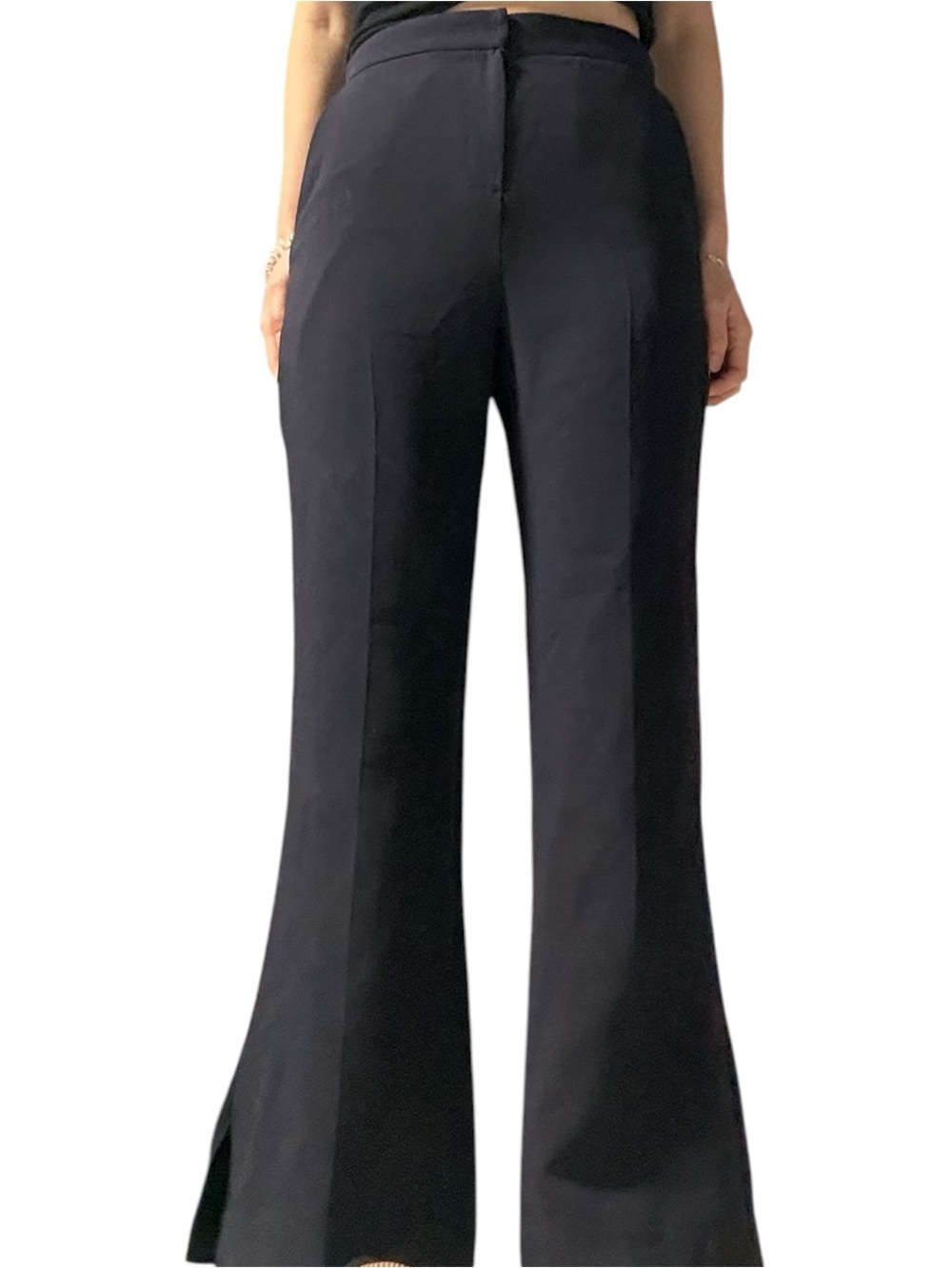 Navy High-Waist Flared Work Pants